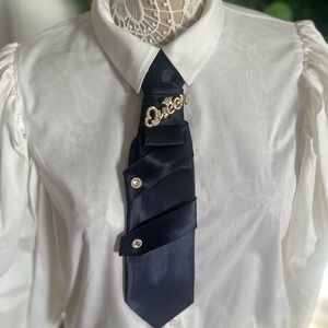 Elegant hand designed Navy Tie with removable pins .